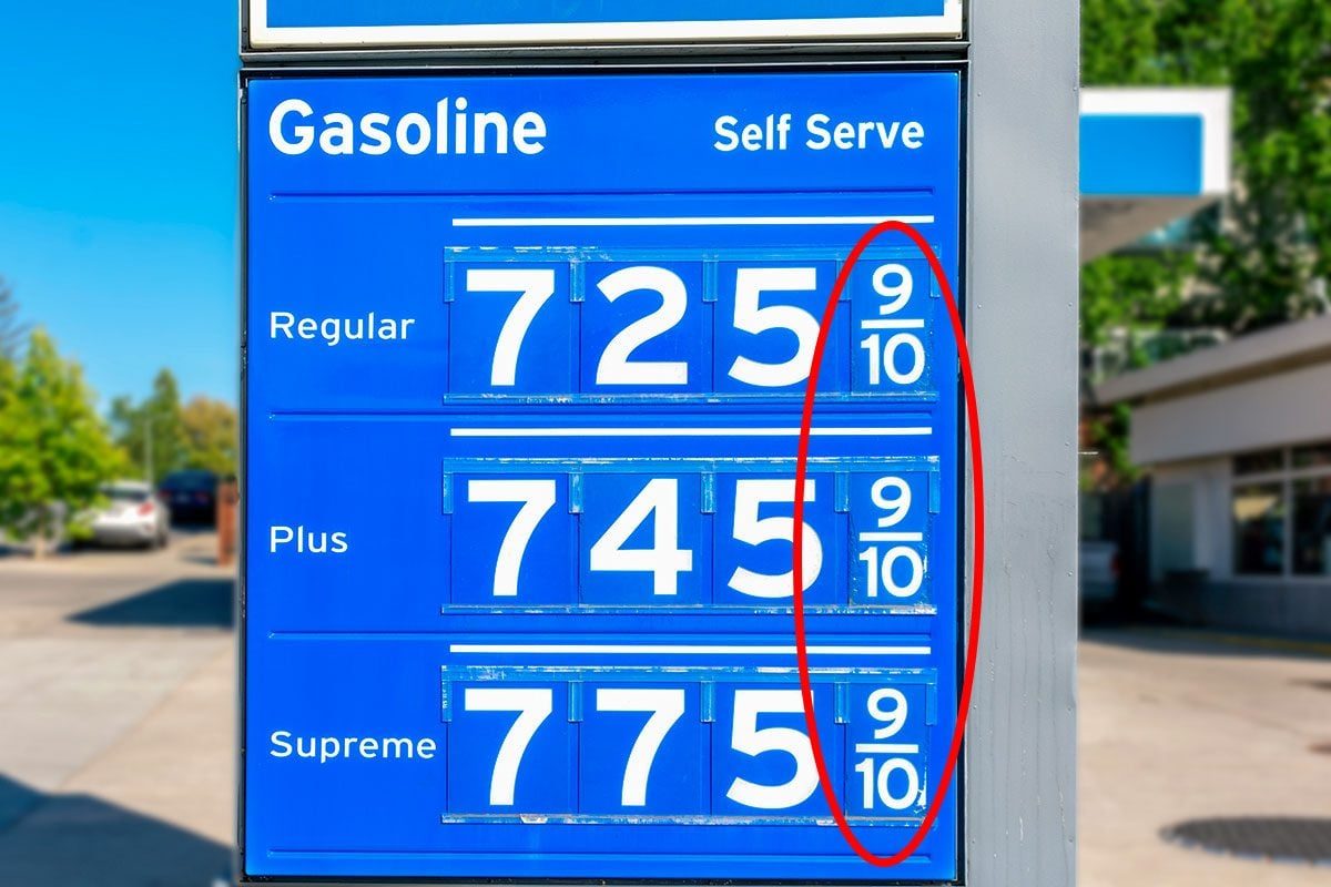 Gas station price sign showing high gasoline price